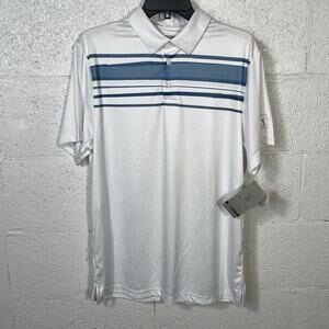 PGA TOUR Men's Athletic Fit Terrain print Polo Shirt Bright white medium
